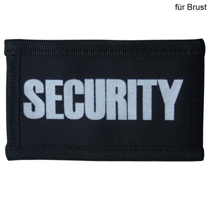 Security Abzeichen Aufnäher Patch mit Klett Brustpatch mit weißer Schrift
